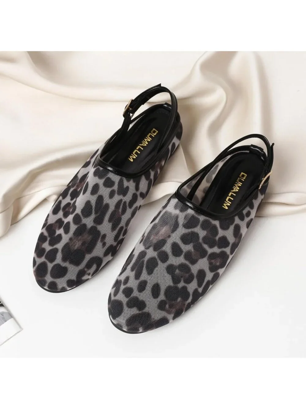 Women's Black Leopard Ballet Flat Mary Jane Animal Print Casual Comfortable Shoe